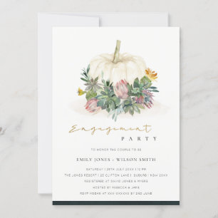 WHITE PUMPKIN SUCCULENT FAUNA ENGAGEMENT INVITE