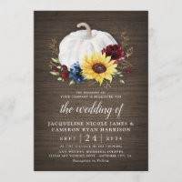 White Pumpkin Sunflower Roses Gold Fall Wedding