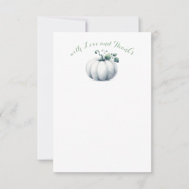 White Pumpkin Thank You Note – Fall Baby Shower Card (Front)