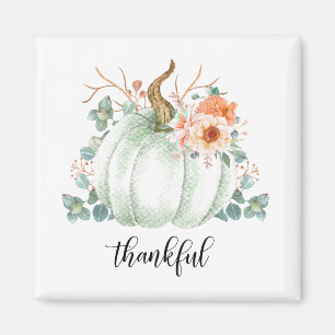 white pumpkin Thankful Magnet