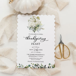 White Pumpkin Thanksgiving Feast Invitation