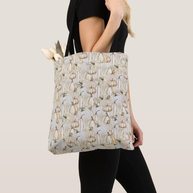 White Pumpkin Tote Bag | Fall Harvest Halloween (Close Up)