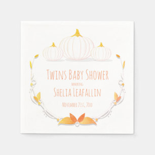 White Pumpkin Twins Baby Shower Paper Napkin