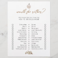 White Pumpkin Two-Sided Bingo Baby Shower Games