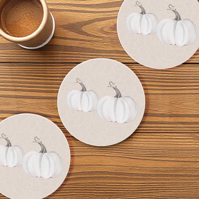 White Pumpkin Watercolor Art  Coaster (Creator Uploaded)