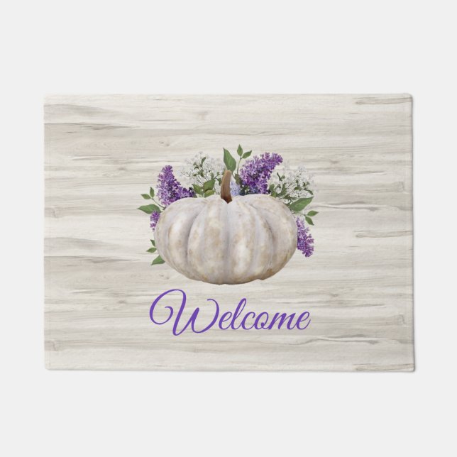 White Pumpkin Welcome Door Mat (Front)