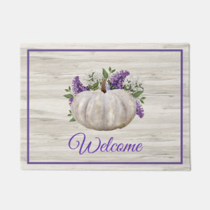 White Pumpkin Welcome Door Mat