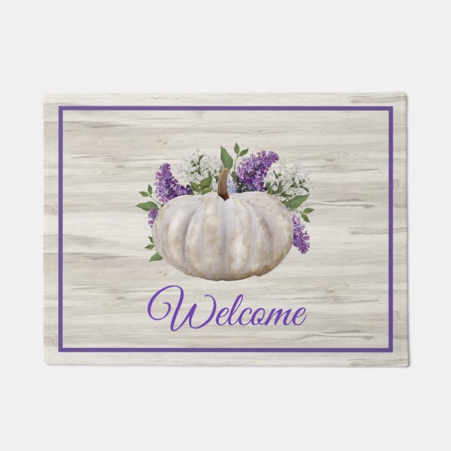 White Pumpkin Welcome Door Mat (Front)