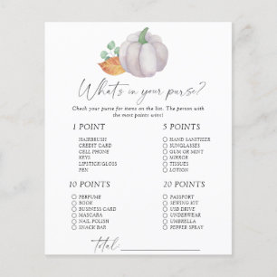 White pumpkin - What's in your purse game