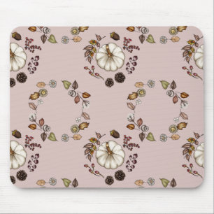 White Pumpkin with an Autumn Leaves Mouse Mat