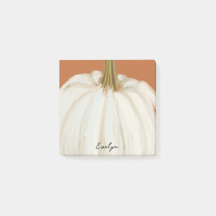 White Pumpkin With Personalized Name Post-it Notes