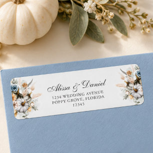 White Pumpkin with Wildflowers Return Address