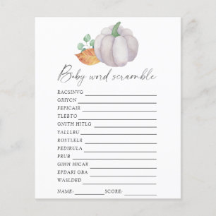White pumpkin - Word scramble baby shower game
