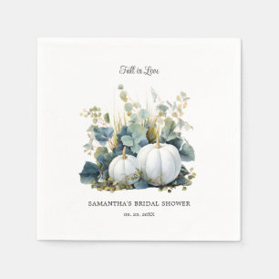 White pumpkins and eucalyptus greens Bridal Shower Napkin