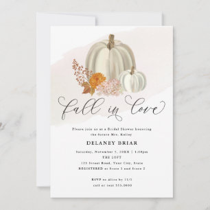 White Pumpkins and Fall Flowers, Bridal Shower Invitation