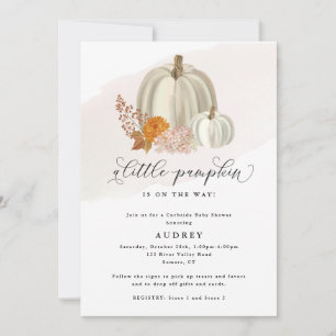White Pumpkins Fall Flowers Curbside Bridal Shower Invitation