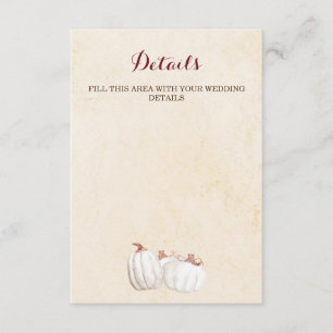 white pumpkins fall harvest wedding  enclosure card
