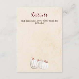 white pumpkins fall harvest wedding enclosure card