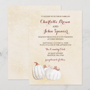white pumpkins fall harvest wedding invites