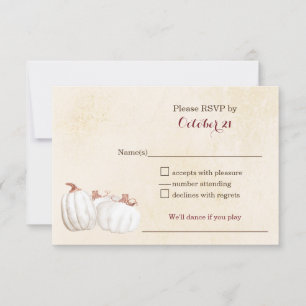 white pumpkins fall harvest wedding RSVP Card