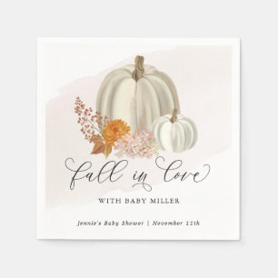 White Pumpkins Fall in Love Baby Shower Customised Napkin