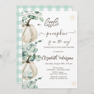 White Pumpkins Greenery Baby Shower   Invitation