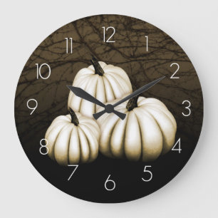 White Pumpkins Large Clock