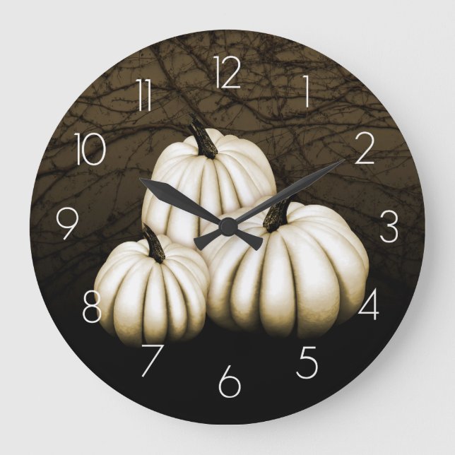 White Pumpkins Large Clock (Front)