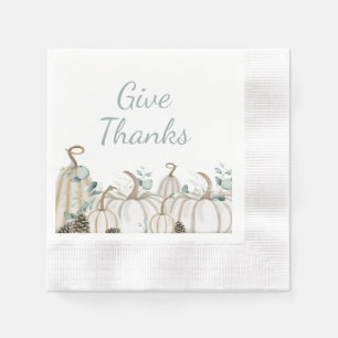 White Pumpkins Modern Farmhouse Happy Thanksgiving Napkin