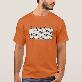 White Pumpkins On Orange Background Oversized T-Shirt