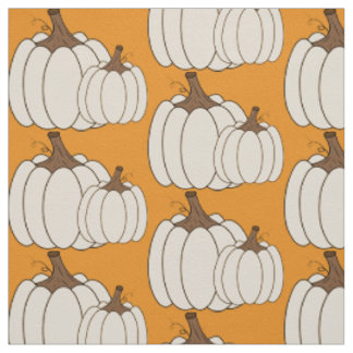 White pumpkins pattern fall orange fabric