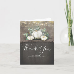 White Pumpkins Rustic Country Wedding Thank You Card