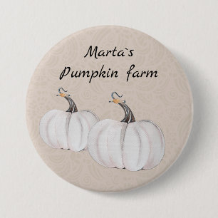 White Pumpkins Watercolor Art Pattern 7.5 Cm Round Badge