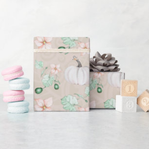 White Pumpkins Watercolor Art Pattern Wrapping Paper