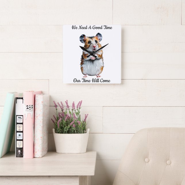 White Puppy Cute Dog  Design - Square Wall Clock (Reading Room)