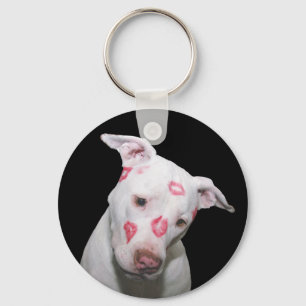 White Puppy Dog Love, Sealed with Lipstick Kisses Key Ring