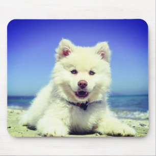White Puppy Mouse Mat
