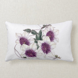 White Purple Centre Clematis Indoor Lumbar Pillow