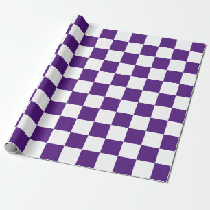 White Purple Chequerboard Wrapping Paper