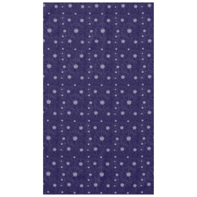 White Purple Daisy Flowers Tablecloth (Front)