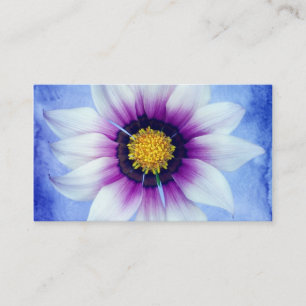 White & Purple Daisy on Blue Background Customised Business Card