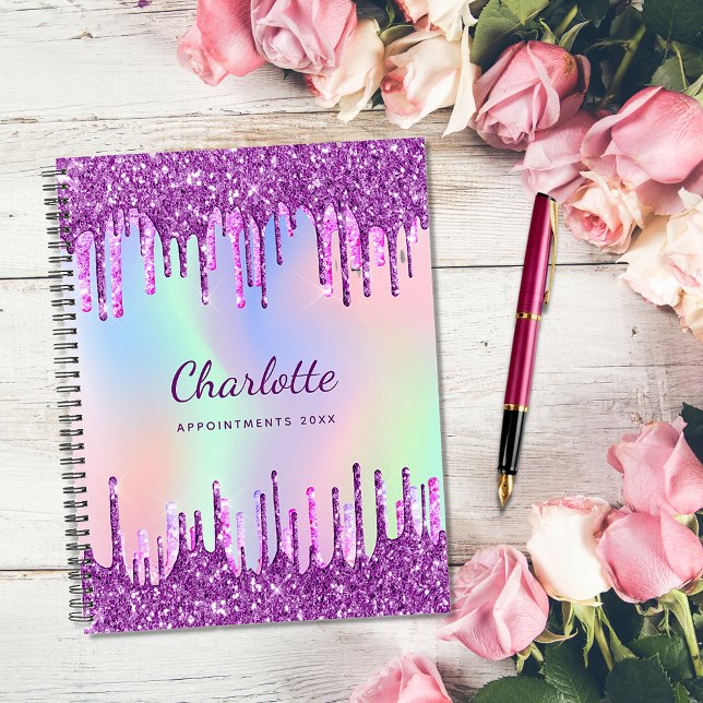 White purple glitter drips pink monogram 2021 plan planner (Creator Uploaded)