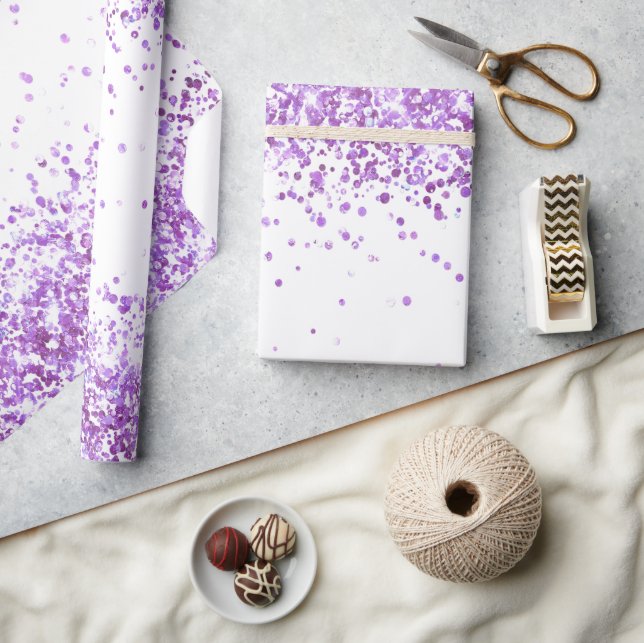 White purple glitter sparkle Christmas Xmas Wrapping Paper (Crafts)