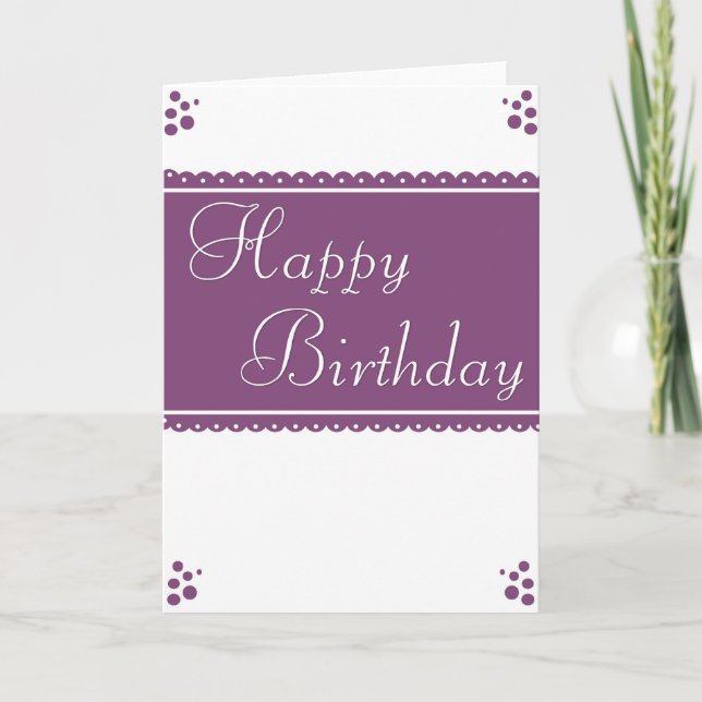 White/Purple Happy Birthday Card Design 1 (Front)