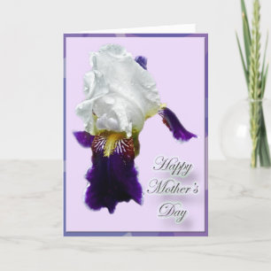 White & Purple Iris Mother's Day Card