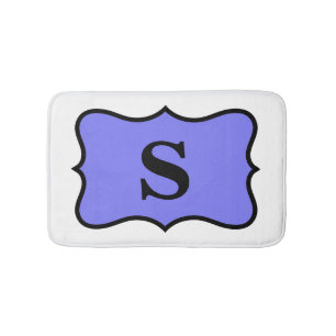 White Purple Lavender Monogram Initial Home Bath Mat