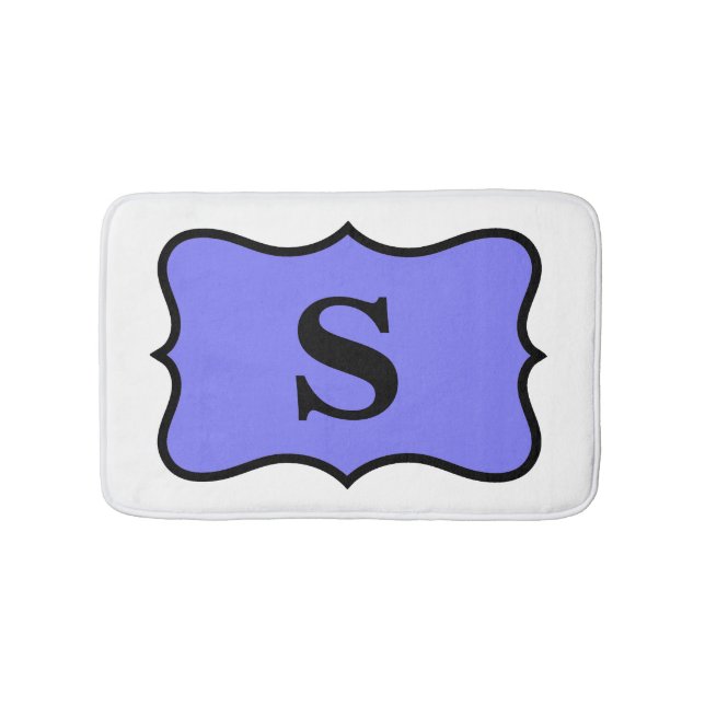 White Purple Lavender Monogram Initial Home Bath Mat (Front)