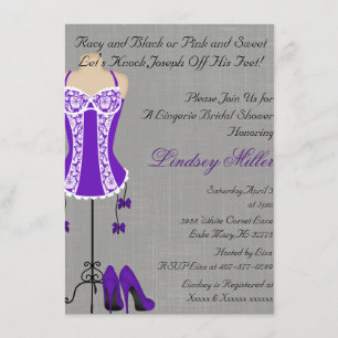 White & Purple Lingerie Bridal Shower Invite