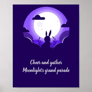 White Purple Moon Rabbits Mid-Autumn Festival Poster