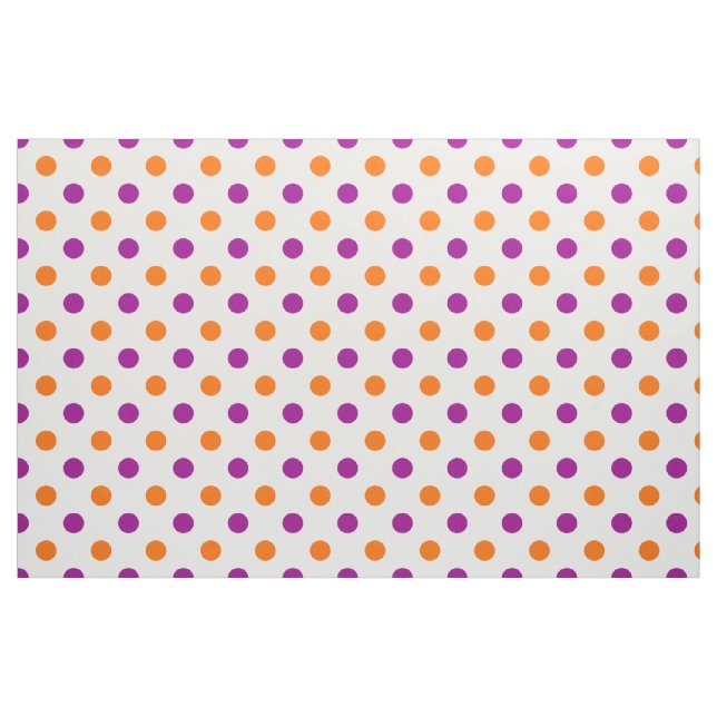 White Purple Orange Polka Dots Pattern Fabric (Fat Quarter)